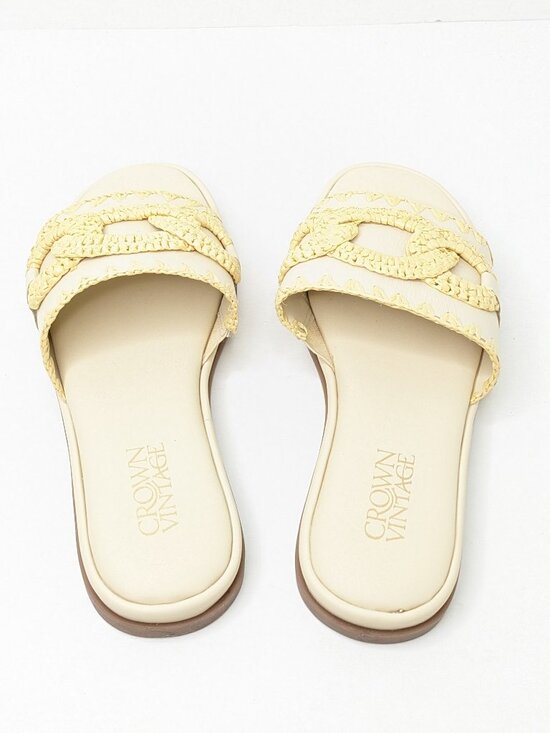 Crown Vintage | Shoes | Crown Vintage Braided Slide Sandals  Crown Vintage Erona Woven Buckle Slide Sandals Cream Natural Womens 6